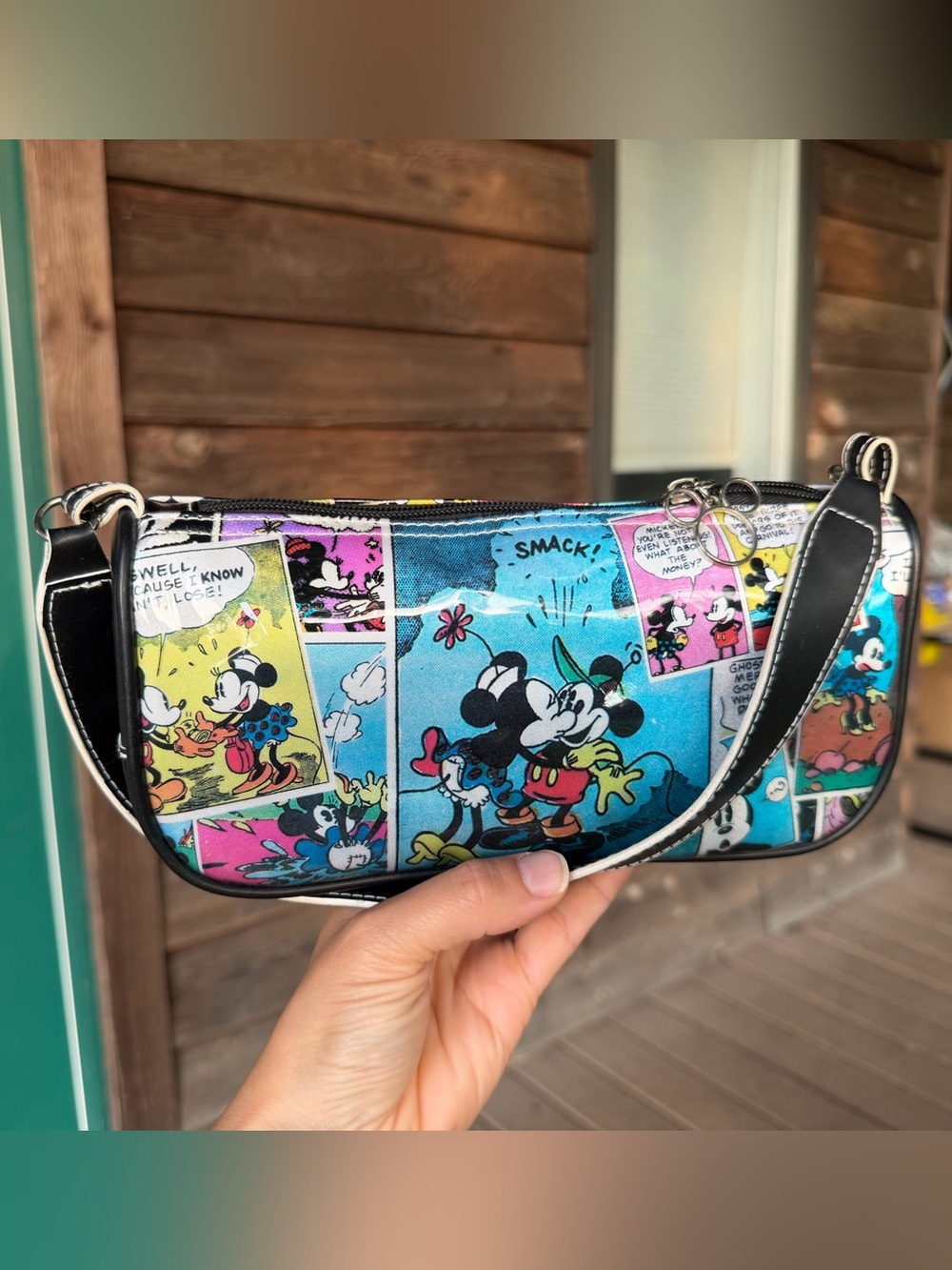 Vintage Y2K Disney Mickey Mouse Comic-Print vinyl Mini Shoulder Bag Multicolor